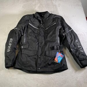 Alpha Cycle Gear Jacket Mens Medium Black Motorcycle Textile CE Armor NEW